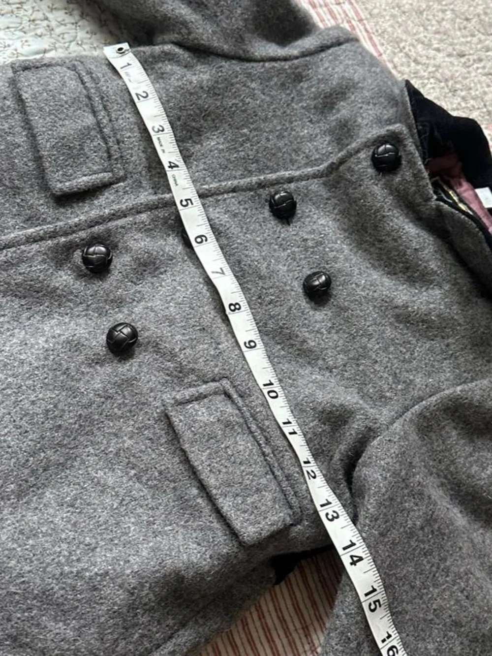 Fieldston vintage kids' gray wool coat w/ black velvet trim